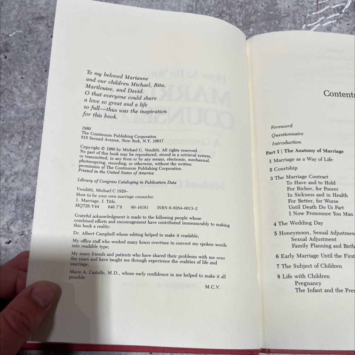 how to be your own marriage counselor book, by michael c. venditti, 1980 Hardcover image 3