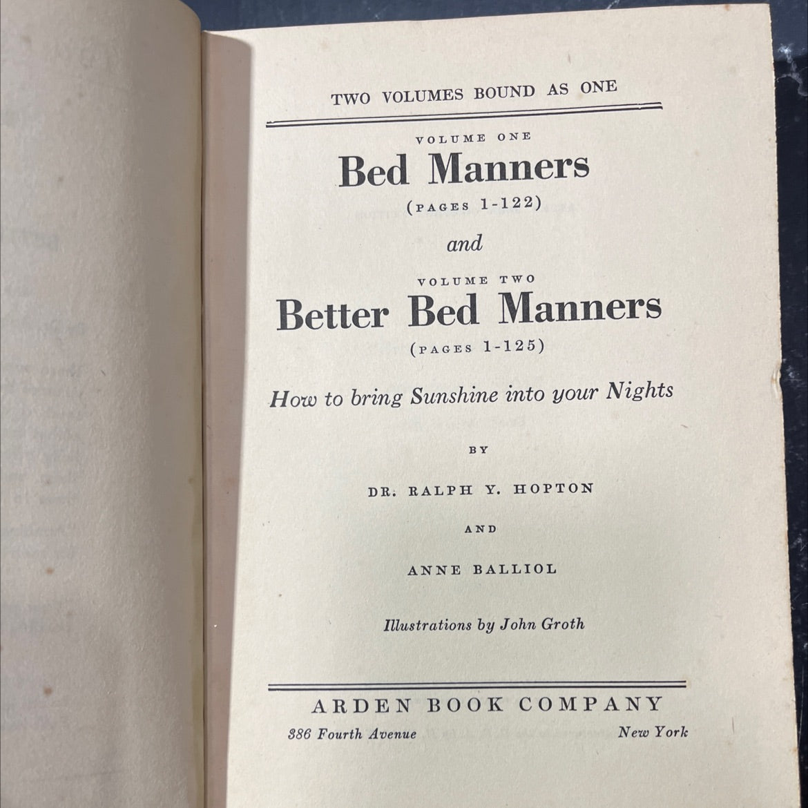 how to bring sunshine into your nights book, by dr. ralph y. hopton and anne balliol, 1936 Hardcover image 2