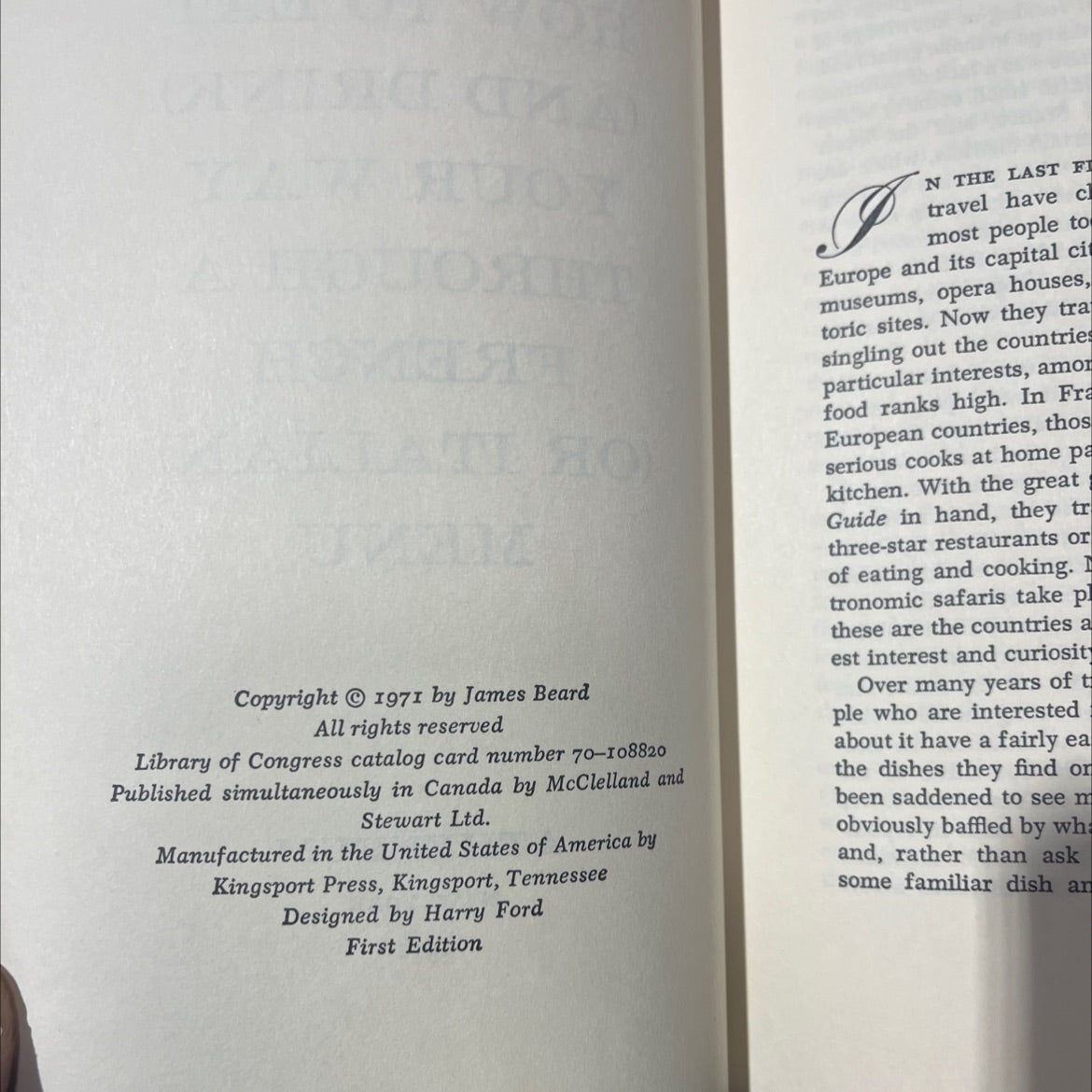 how to eat (and drink) your way through a french (or italian) menu book, by james beard, 1971 Hardcover, First Edition, image 3