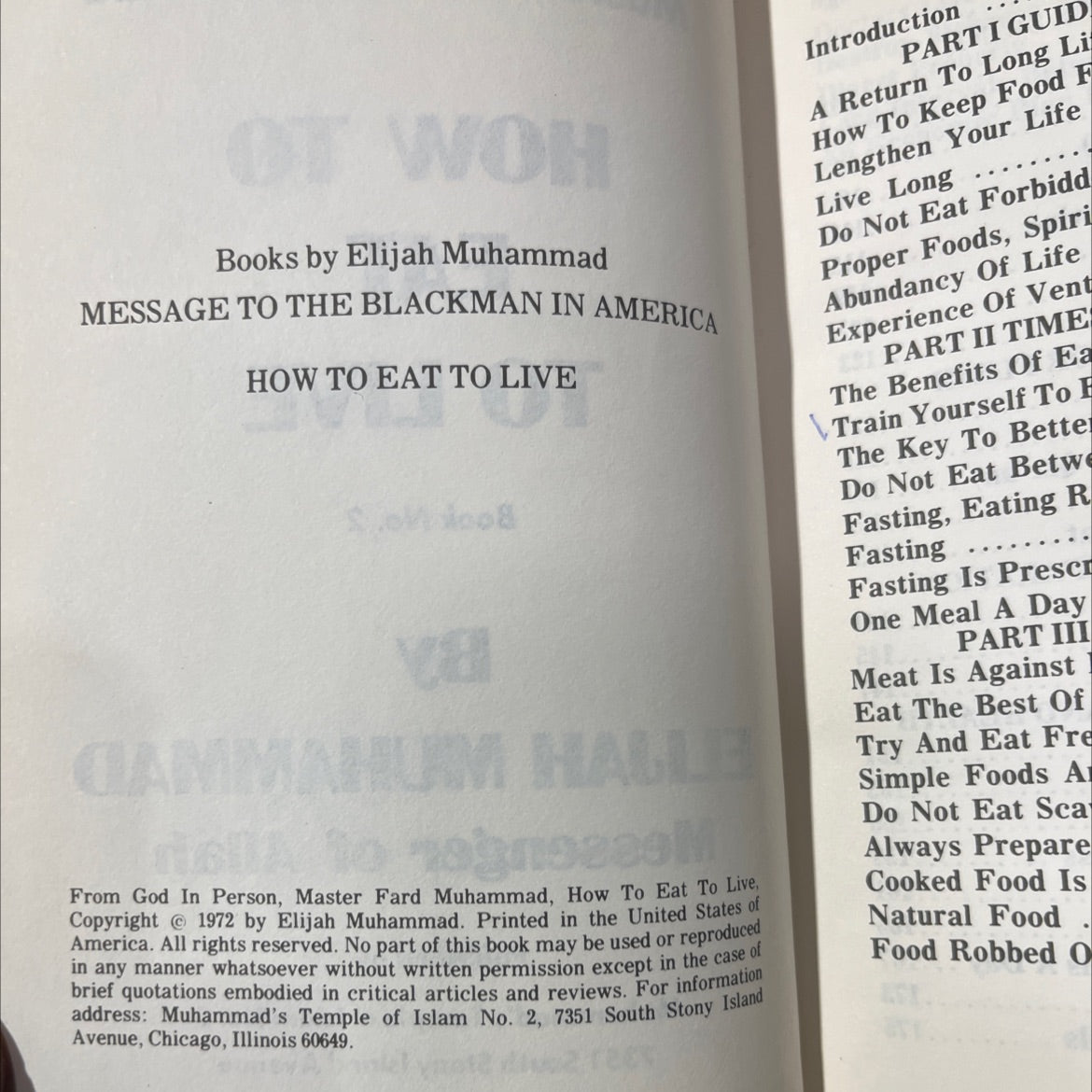 how to eat to live book no. 2 book, by elijah muhammad, 1972 Hardcover image 3