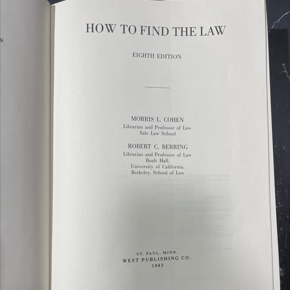 how to find the law book, by morris l. cohen, robert c. berring, 1983 Hardcover image 2