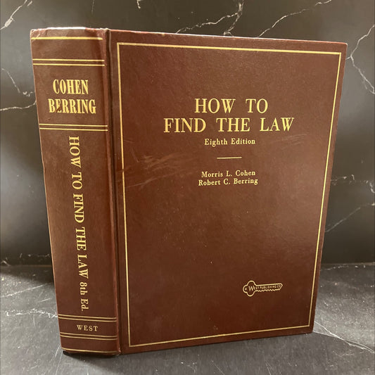 how to find the law book, by morris l. cohen, robert c. berring, 1983 Hardcover image 1