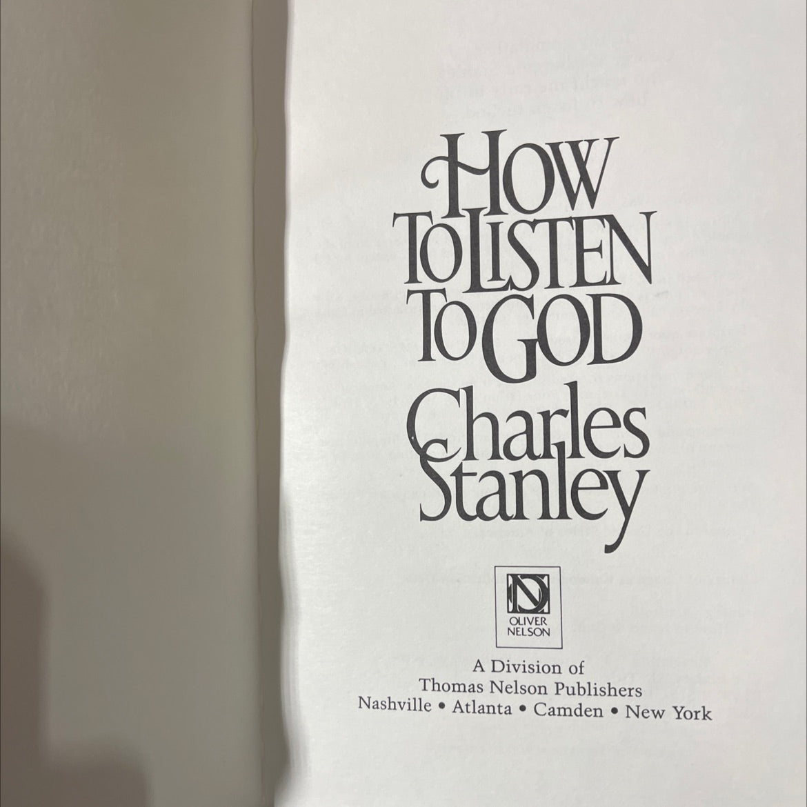 how to listen to god book, by charles stanley, 1985 Hardcover image 2