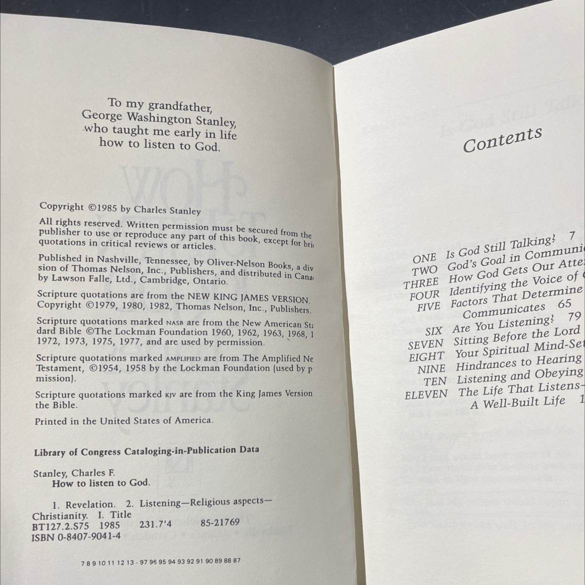 how to listen to god book, by charles stanley, 1985 Hardcover image 3