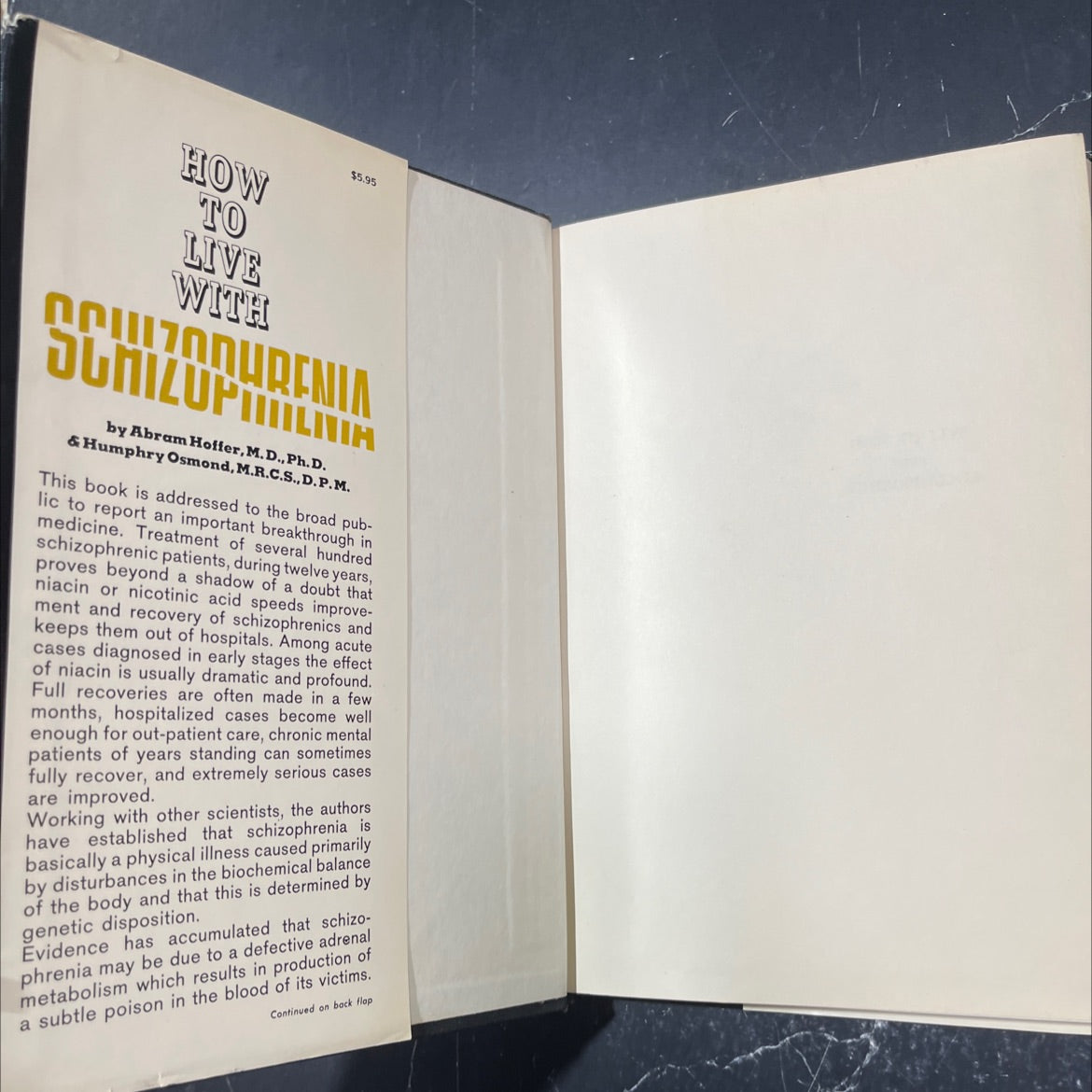 how to live with schizophrenia book, by abram hoffer, m. d. and humphry osmond, m. r. c. s., 1966 Hardcover image 4