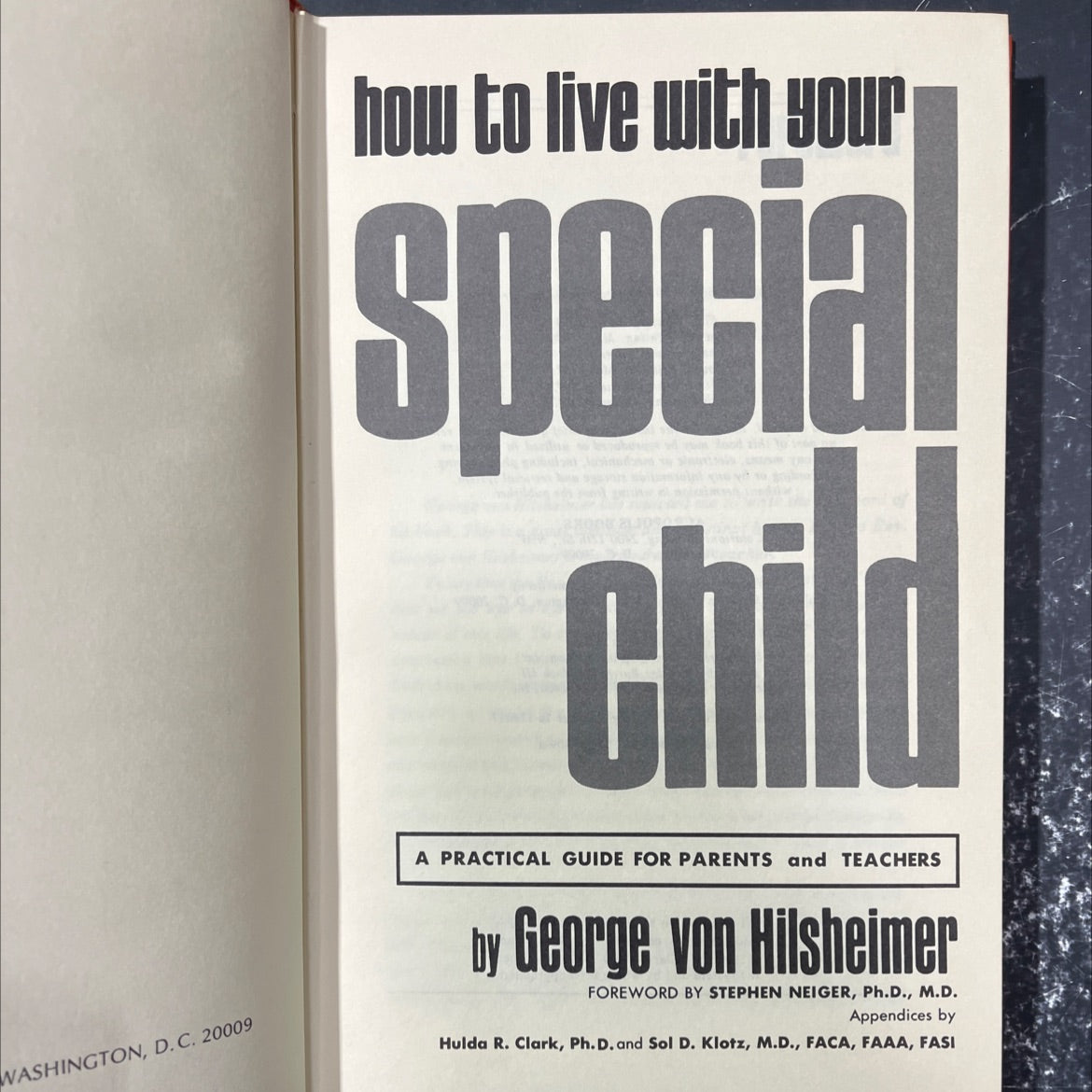 how to live with your special ubosed dood zido child book, by George von Hilsheimer, 1973 Hardcover image 2