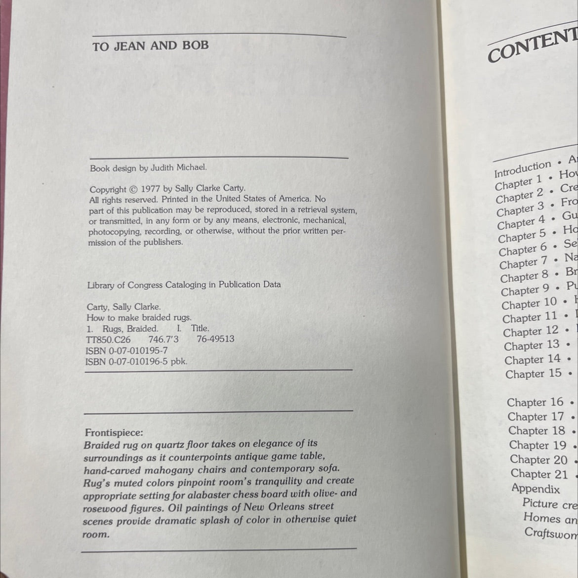 how to make braided rugs book, by sally clarke carty, 1977 Hardcover image 3