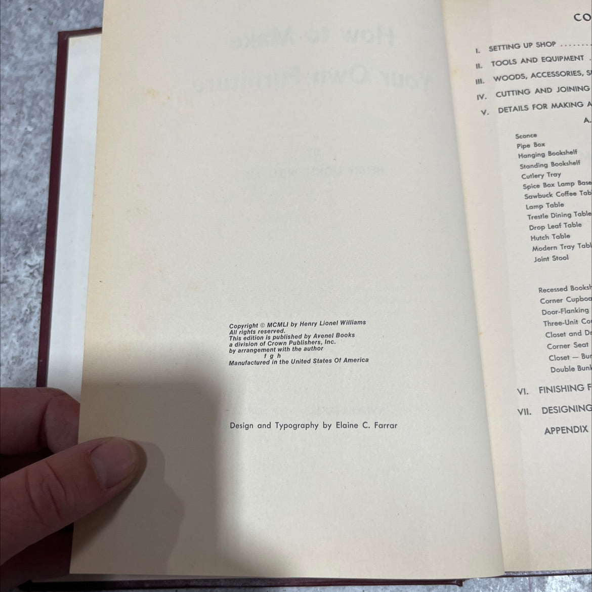 how to make your own furniture book, by henry lionel williams, 1951 Hardcover image 3