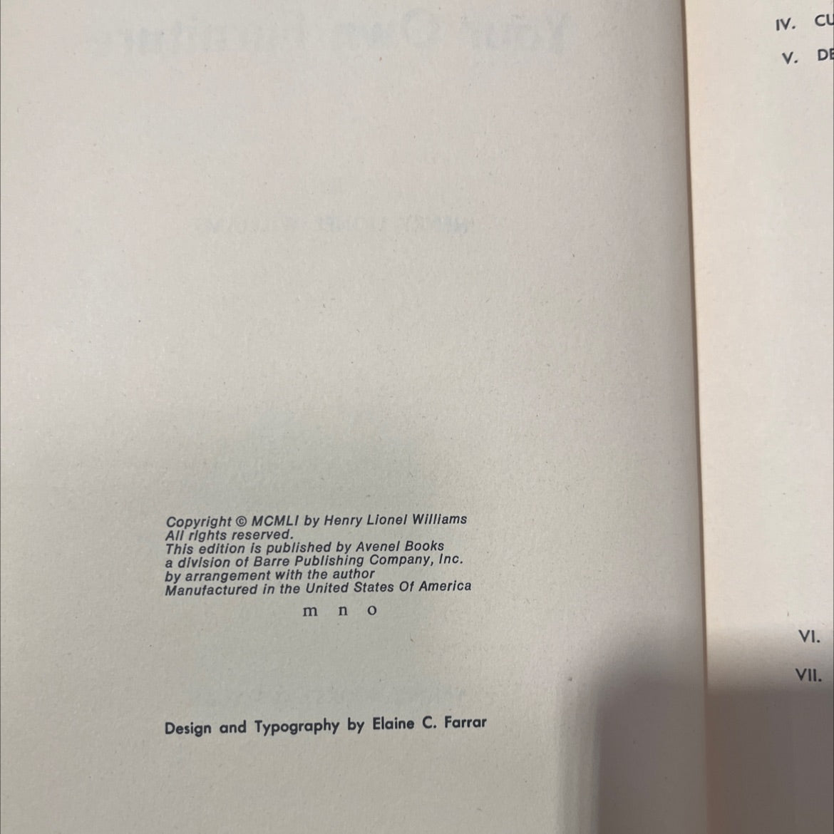 how to make your own furniture book, by henry lionel williams, 1951 Hardcover image 3