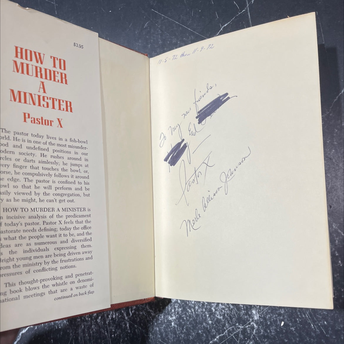 SIGNED how to murder a minister book, by pastor x, 1970 Hardcover, Vintage image 4