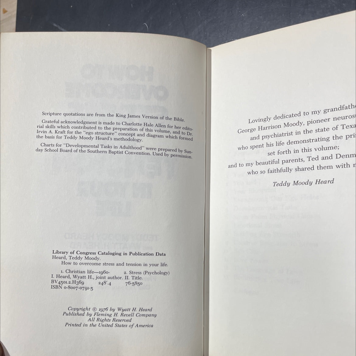 how to overcome stress and tension in your life book, by teddy moody heard, wyatt h. heard, 1976 Hardcover image 3