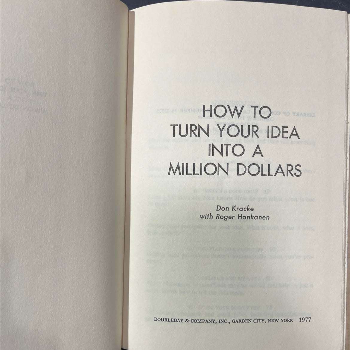 how to turn your idea into a million dollars book, by Don Kracke with Roger Honkanen, 1977 Hardcover image 2