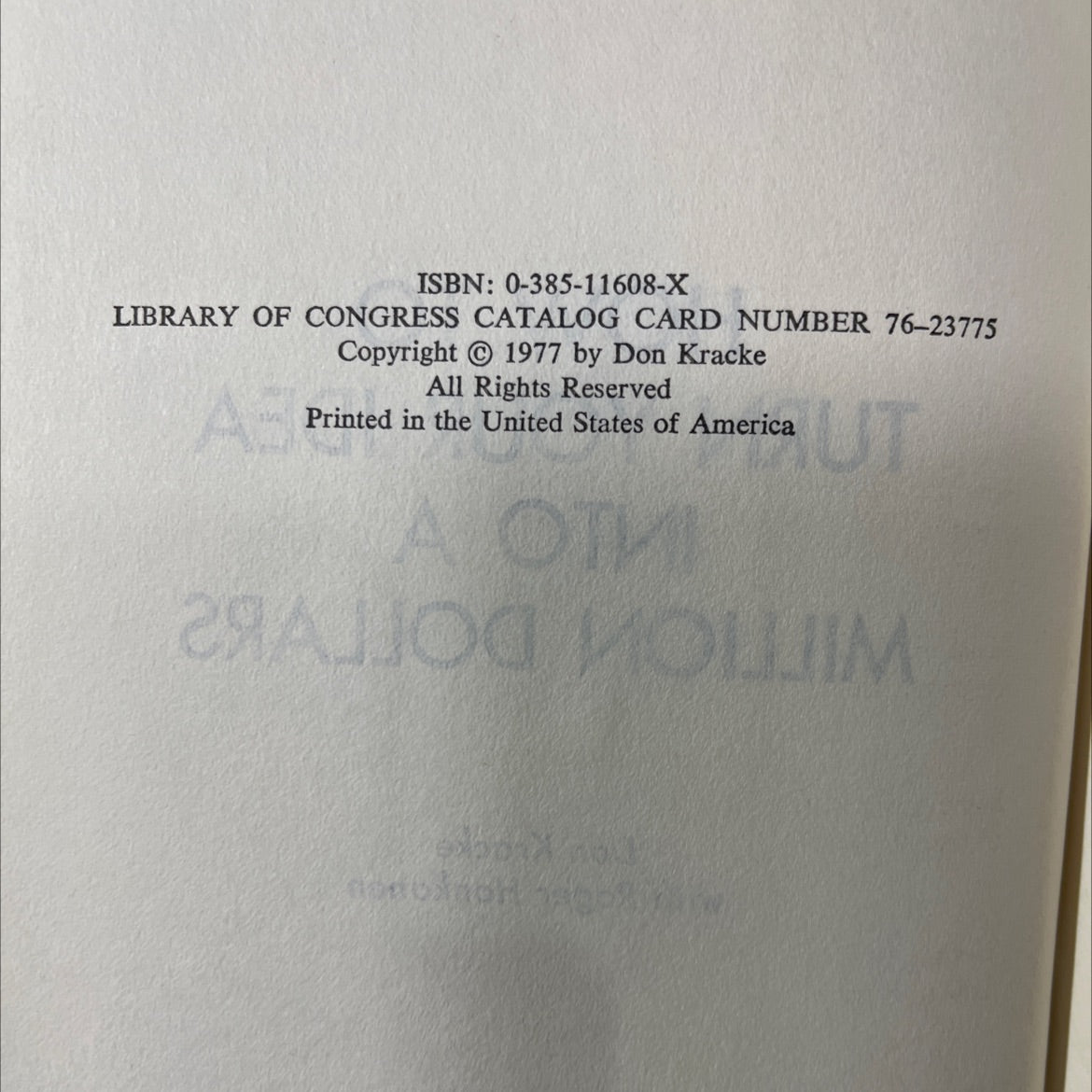 how to turn your idea into a million dollars book, by Don Kracke with Roger Honkanen, 1977 Hardcover image 3