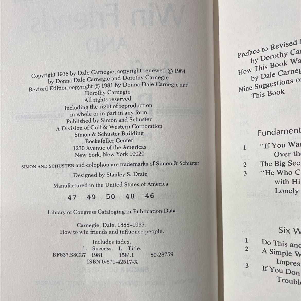 how to win friends and influence people book, by dale carnegie, 1981 Hardcover image 3