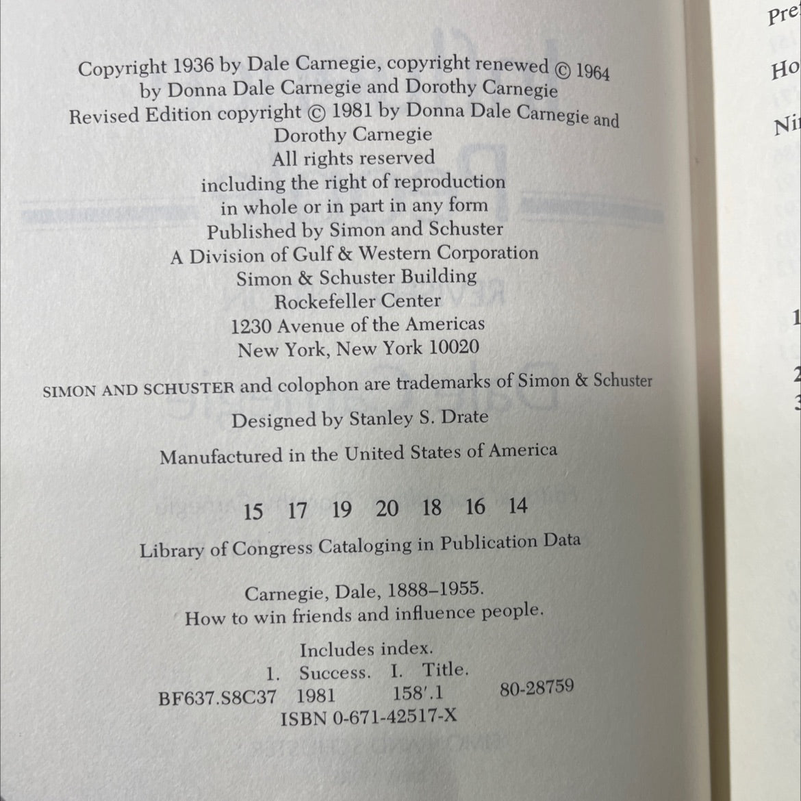 how to win friends and influence people book, by dale carnegie, 1981 Hardcover image 3