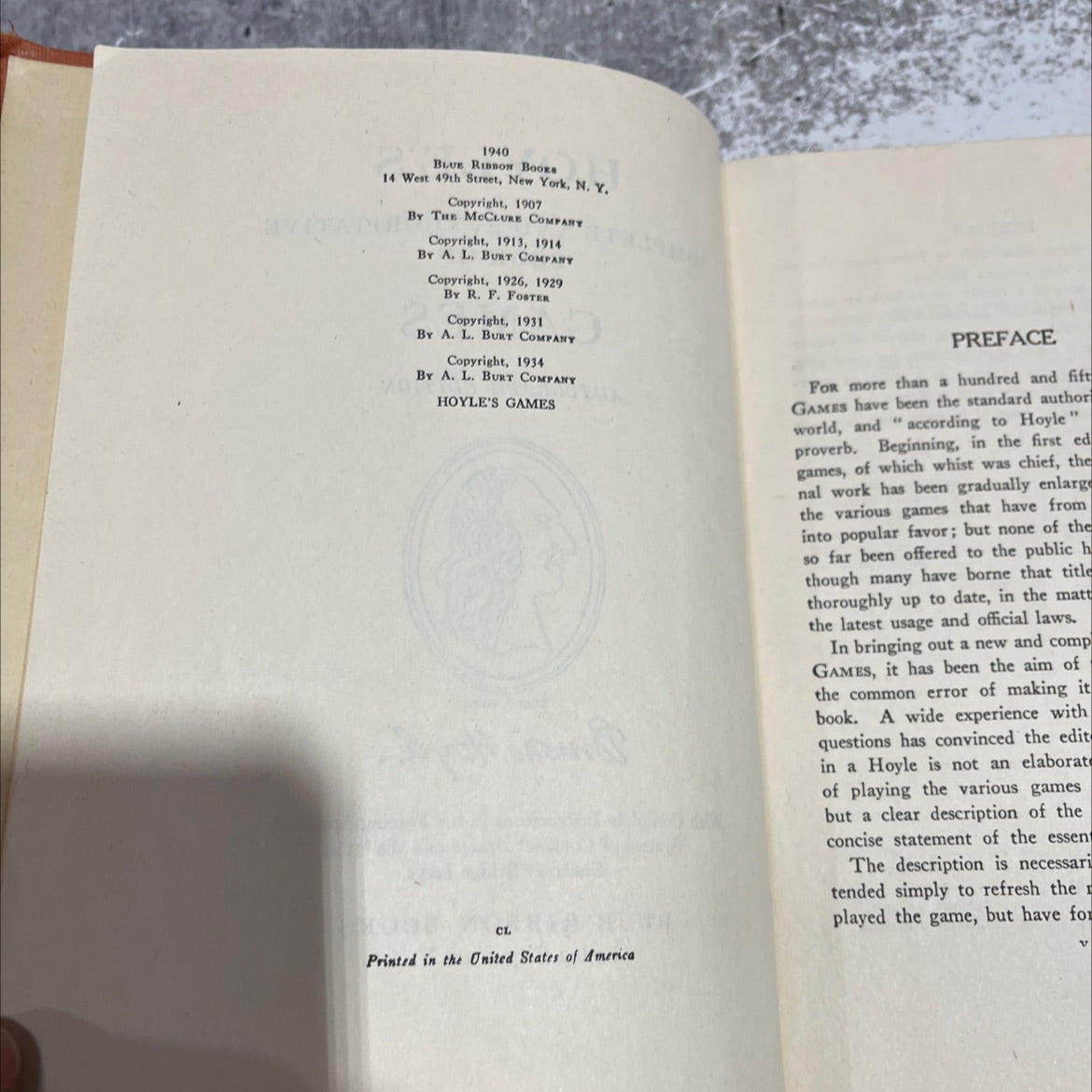 hoyle's complete and authoritative book of games book, by edward hoyle, 1940 Hardcover image 3