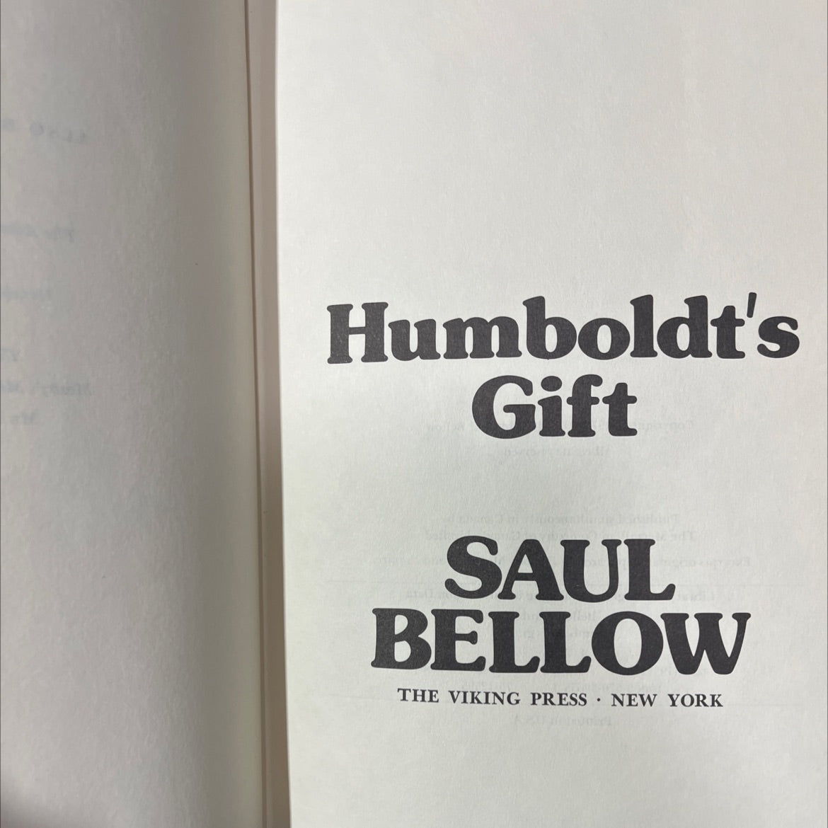 humboldt's gift book, by saul bellow, 1975 Hardcover image 2