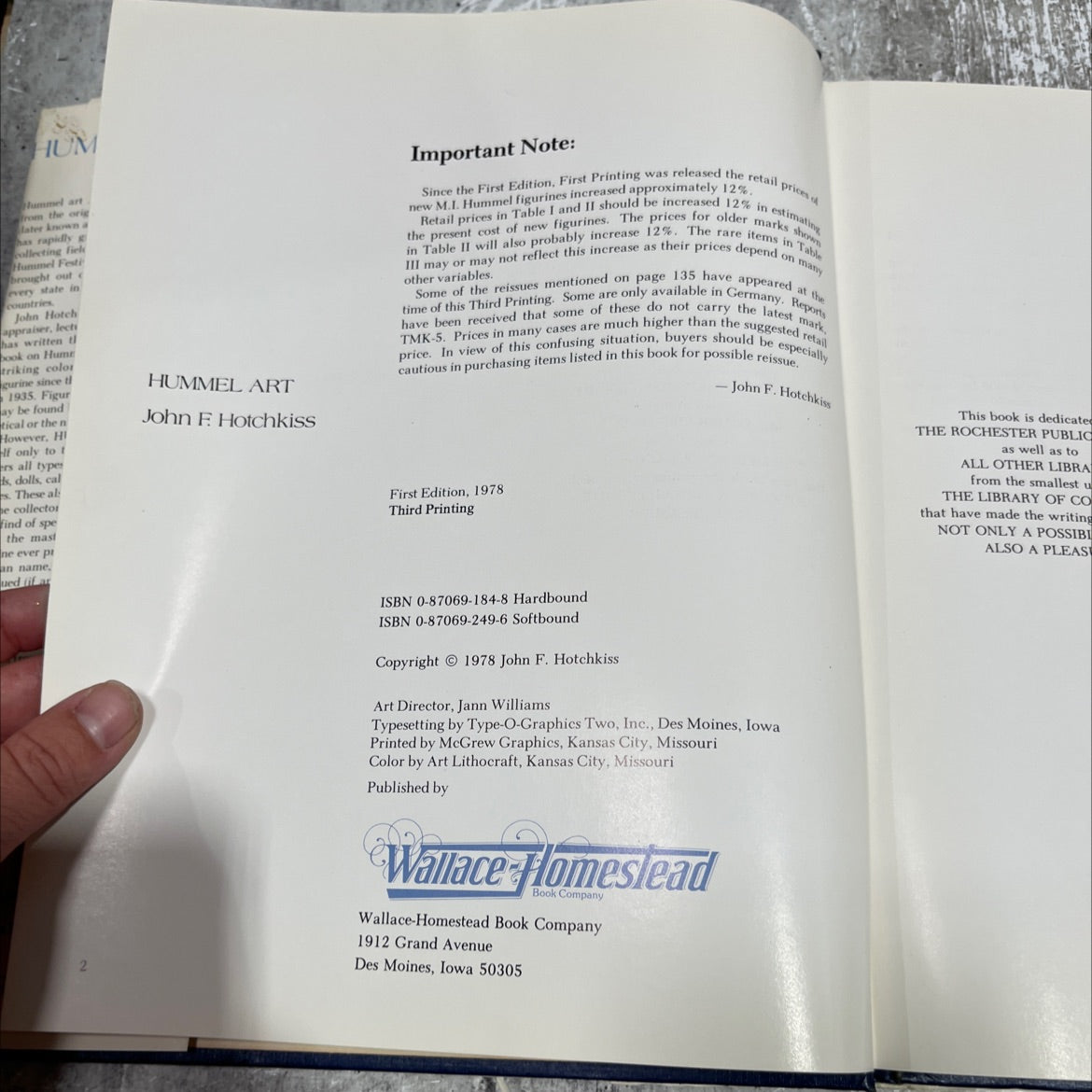 hummel art book, by john e hotchkiss, 1978 Hardcover image 3
