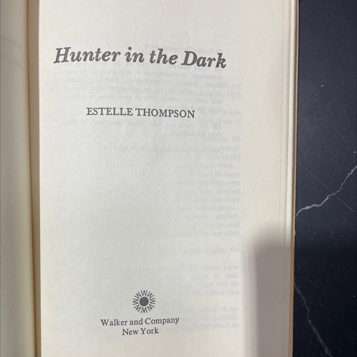 hunter in the dark book, by estelle thompson, 1978 Hardcover image 2