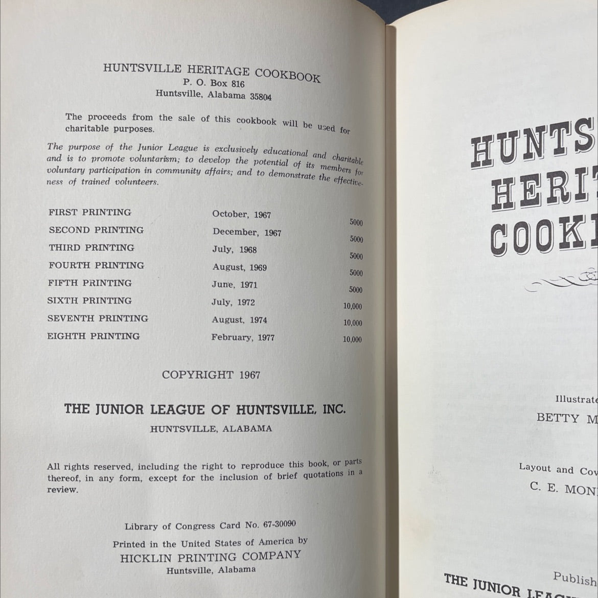 huntsville heritage cookbook book, by the junior league of huntsville, inc., 1977 Hardcover image 3