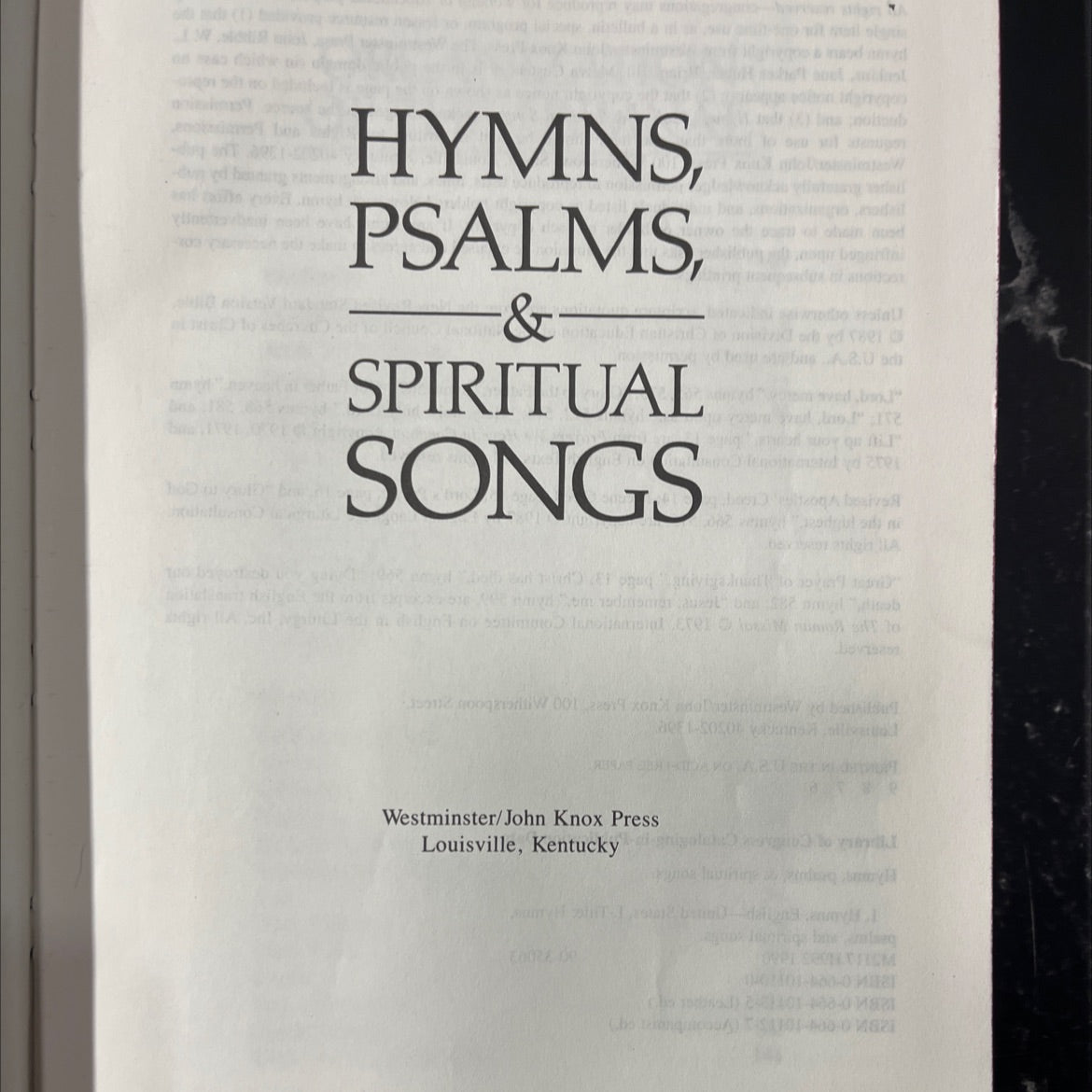hymns, psalms, & spiritual songs book, by Westminster/John Knox Press, 1990 Hardcover image 2