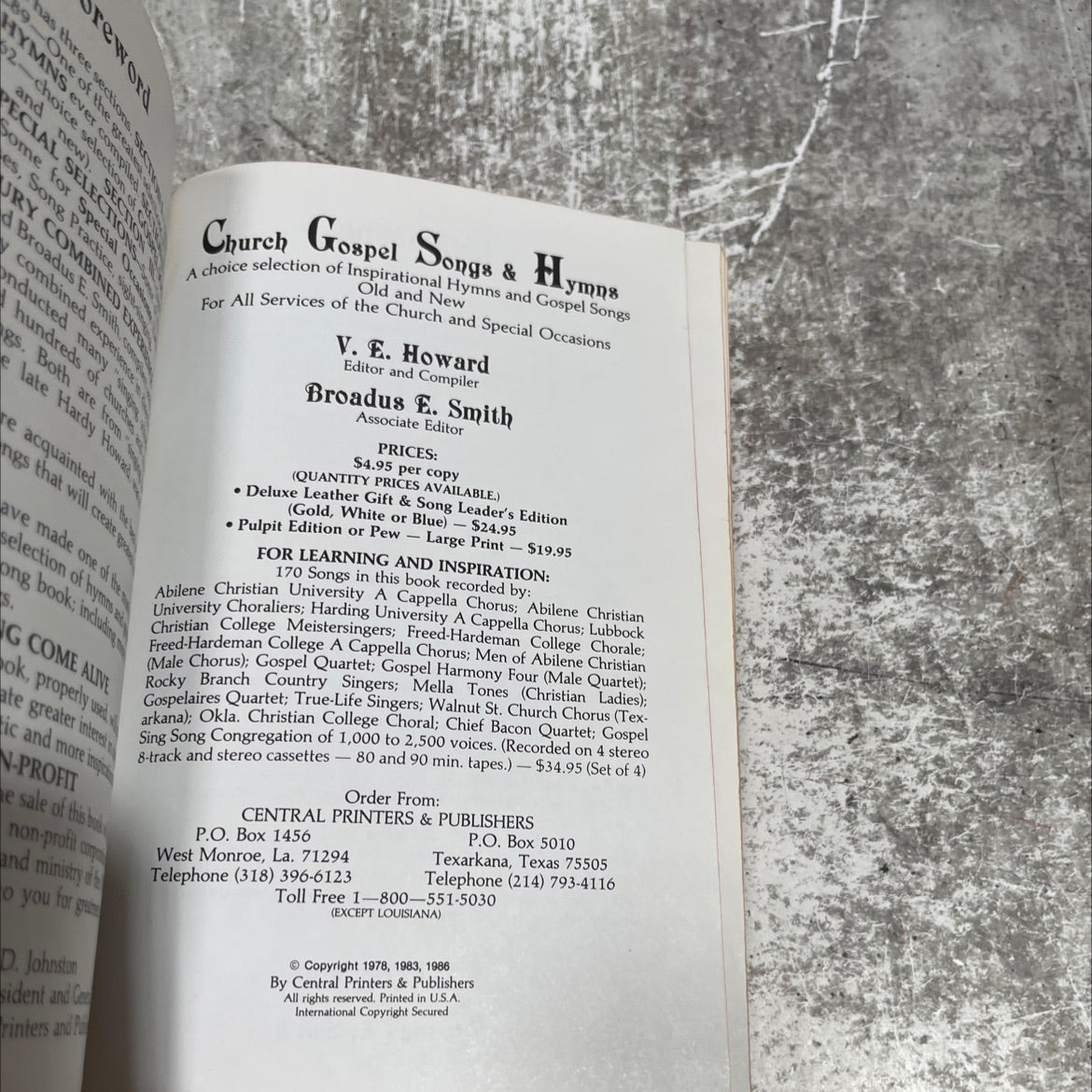 hymns ever combined book, by V. E. Howard, Broadus E. Smith, 1986 Hardcover image 2