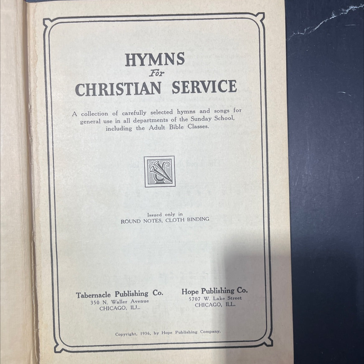 hymns for christian service book, by unknown, 1936 Hardcover image 2