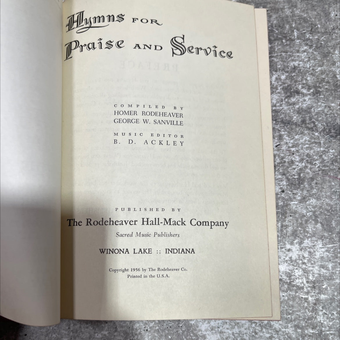 hymns praise for and service book, by homer rodeheaver, george w. sanville, 1956 Hardcover image 2