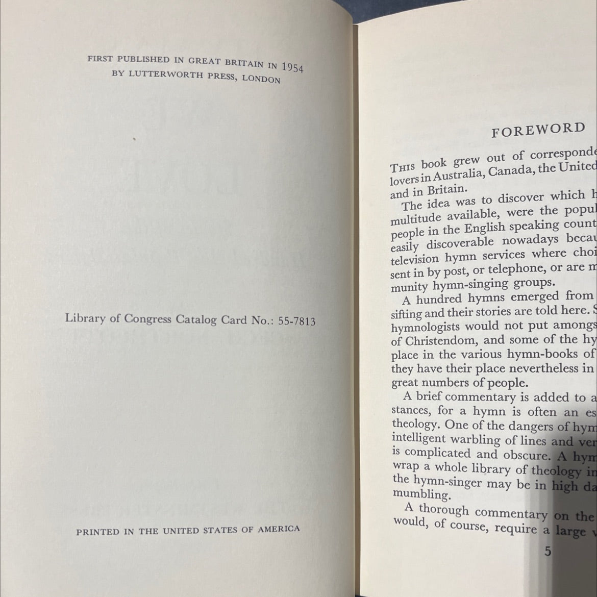 hymns we love stories of the hundred most popular hymns book, by cecil northcott, 1954 Hardcover image 3