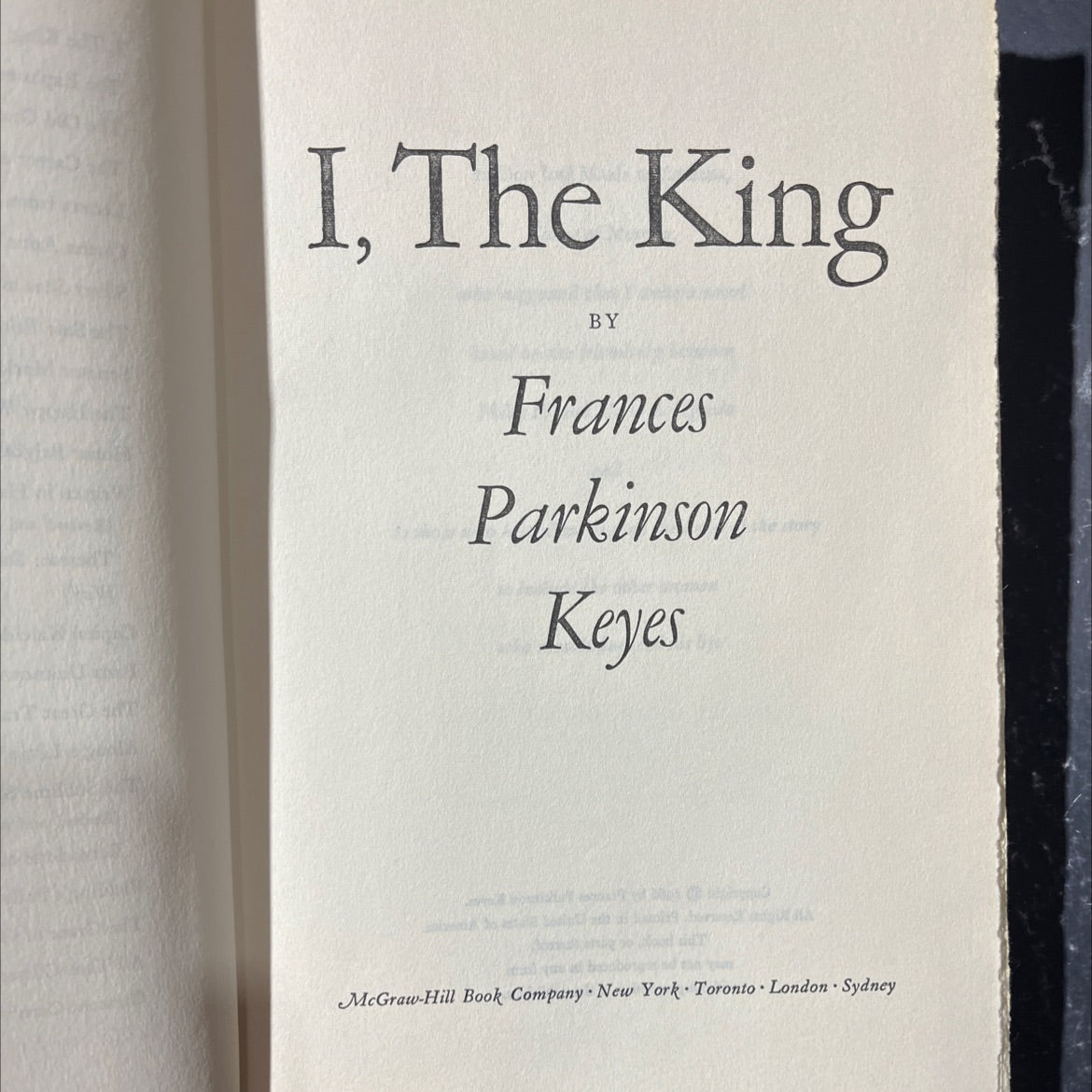 i, the king book, by Frances Parkinson Keyes, 1966 Hardcover image 2