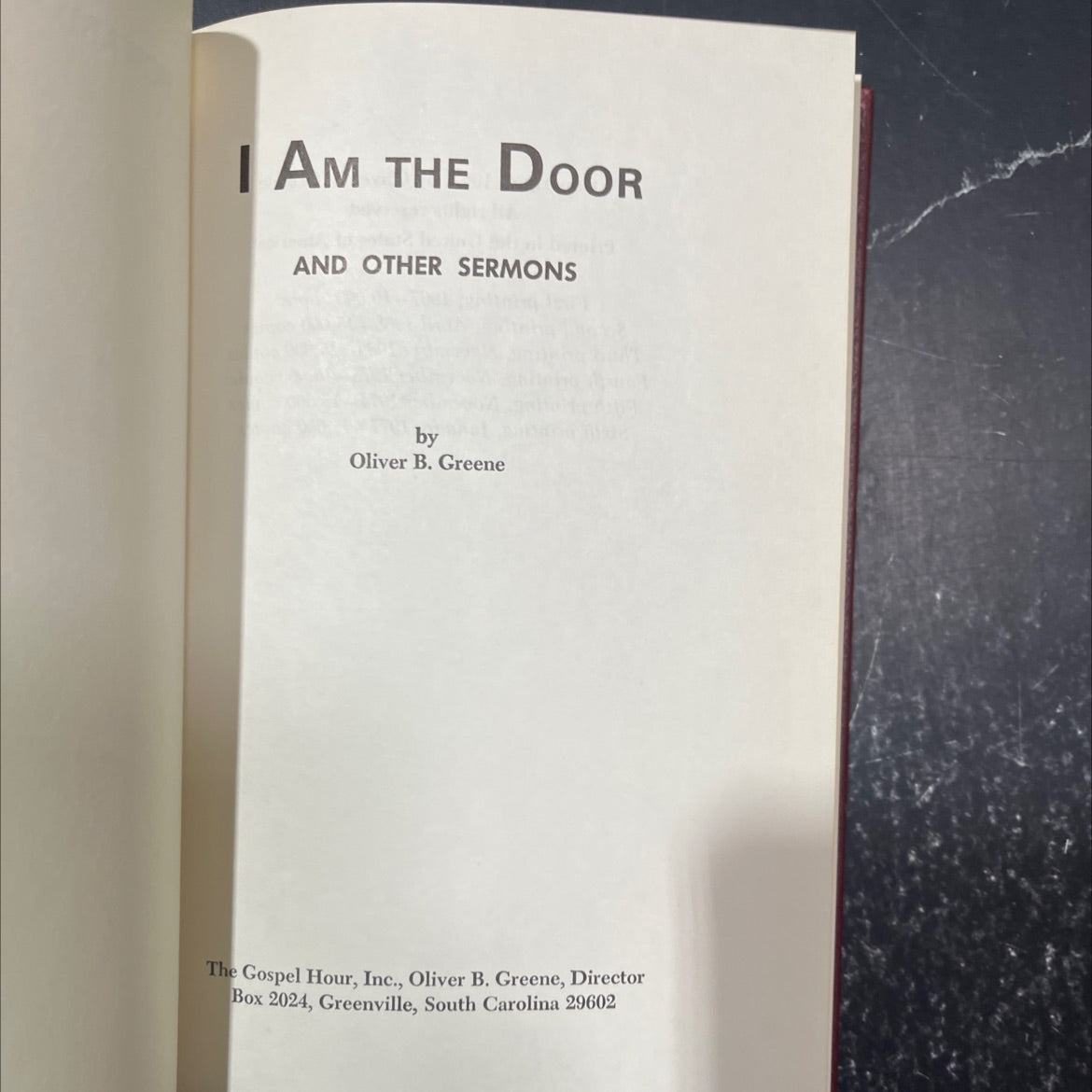 i am the door and other sermons book, by oliver b. greene, 1977 Hardcover image 2