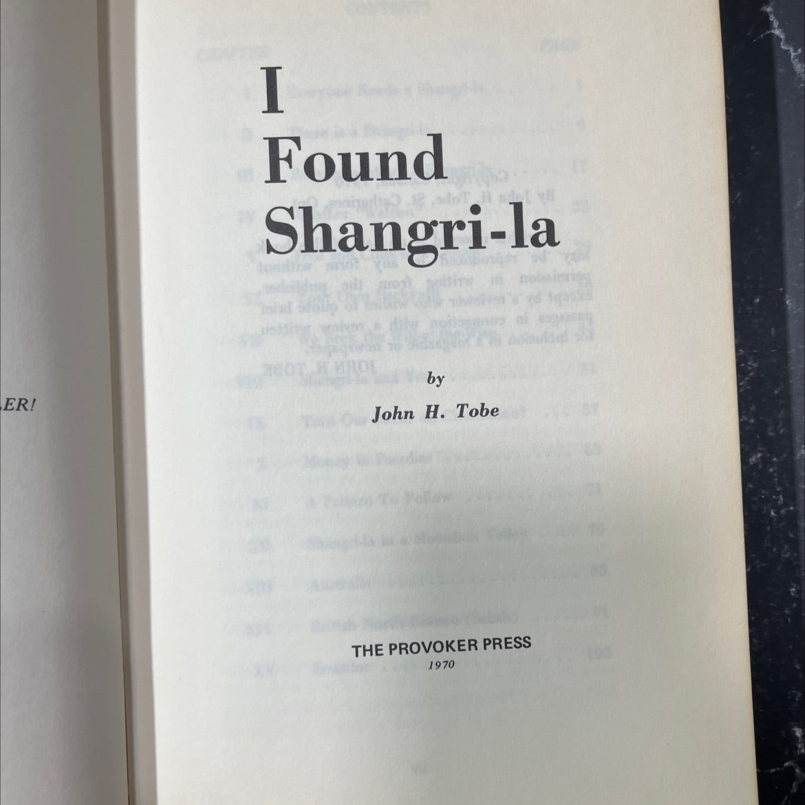 i found shangri-la er! book, by john h. tobe, 1970 Hardcover image 2