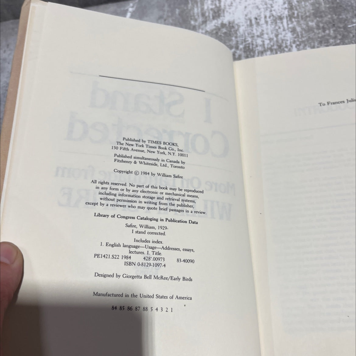 i stand corrected more on language book, by William Safire, 1984 Hardcover image 3