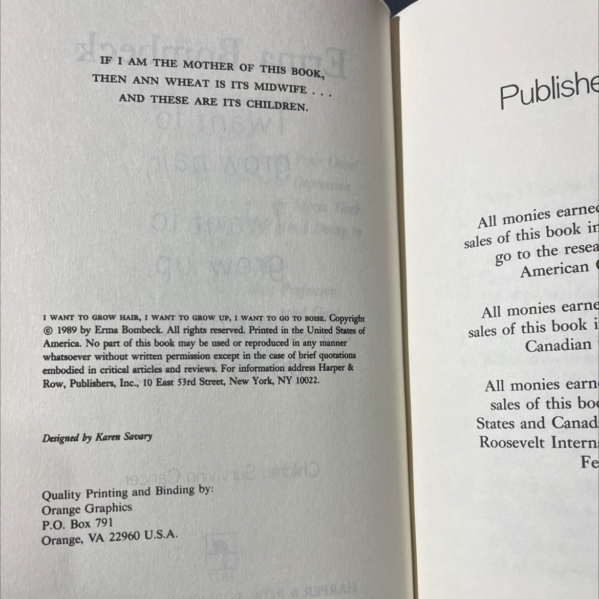 i want to grow hair, i want to grow up, i want to go to boise book, by erma bombeck, 1989 Hardcover image 3