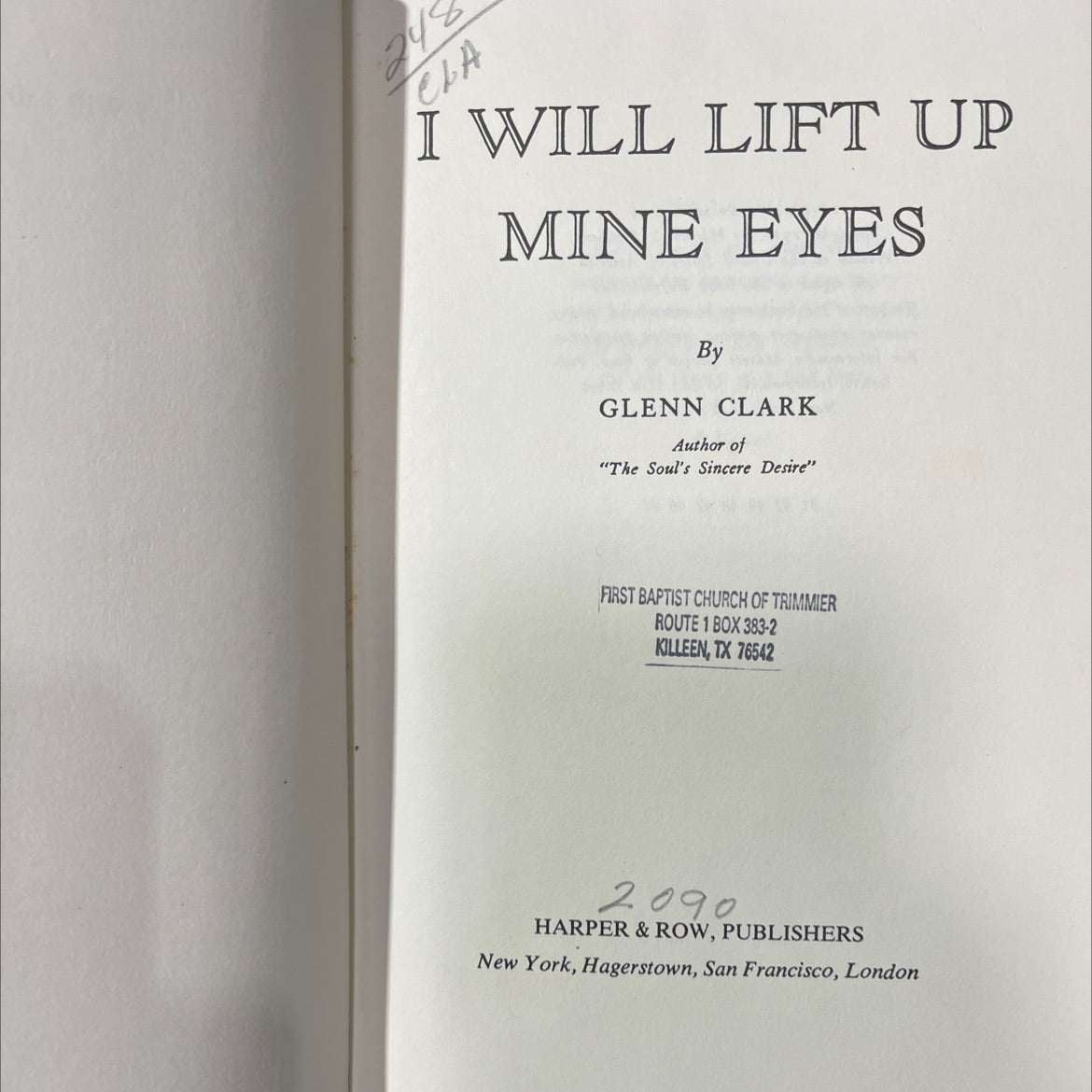 i will lift up mine eyes book, by glenn clark, 1937 Hardcover image 2