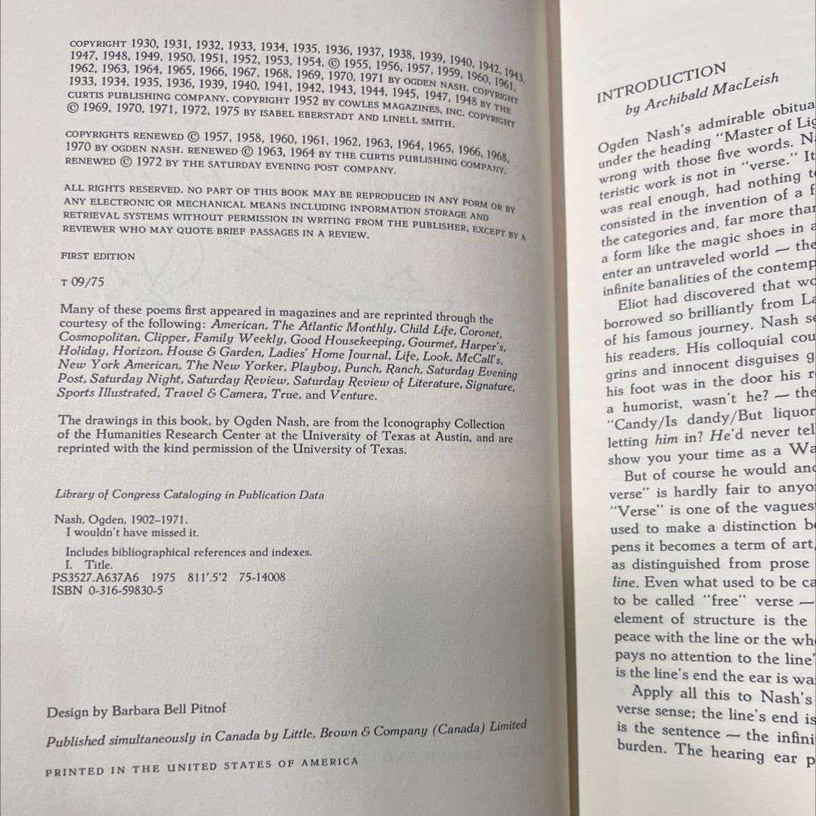 i wouldn't have missed it book, by ogden nash, 1975 Hardcover image 3