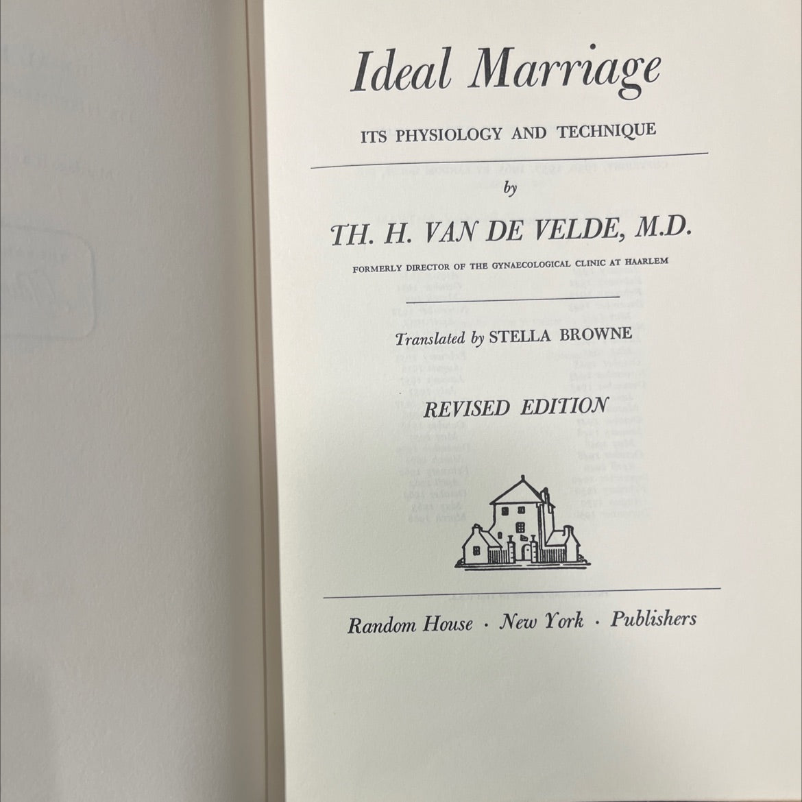 ideal marriage its physiology and technique book, by th. h. van de velde, 1965 Hardcover image 2