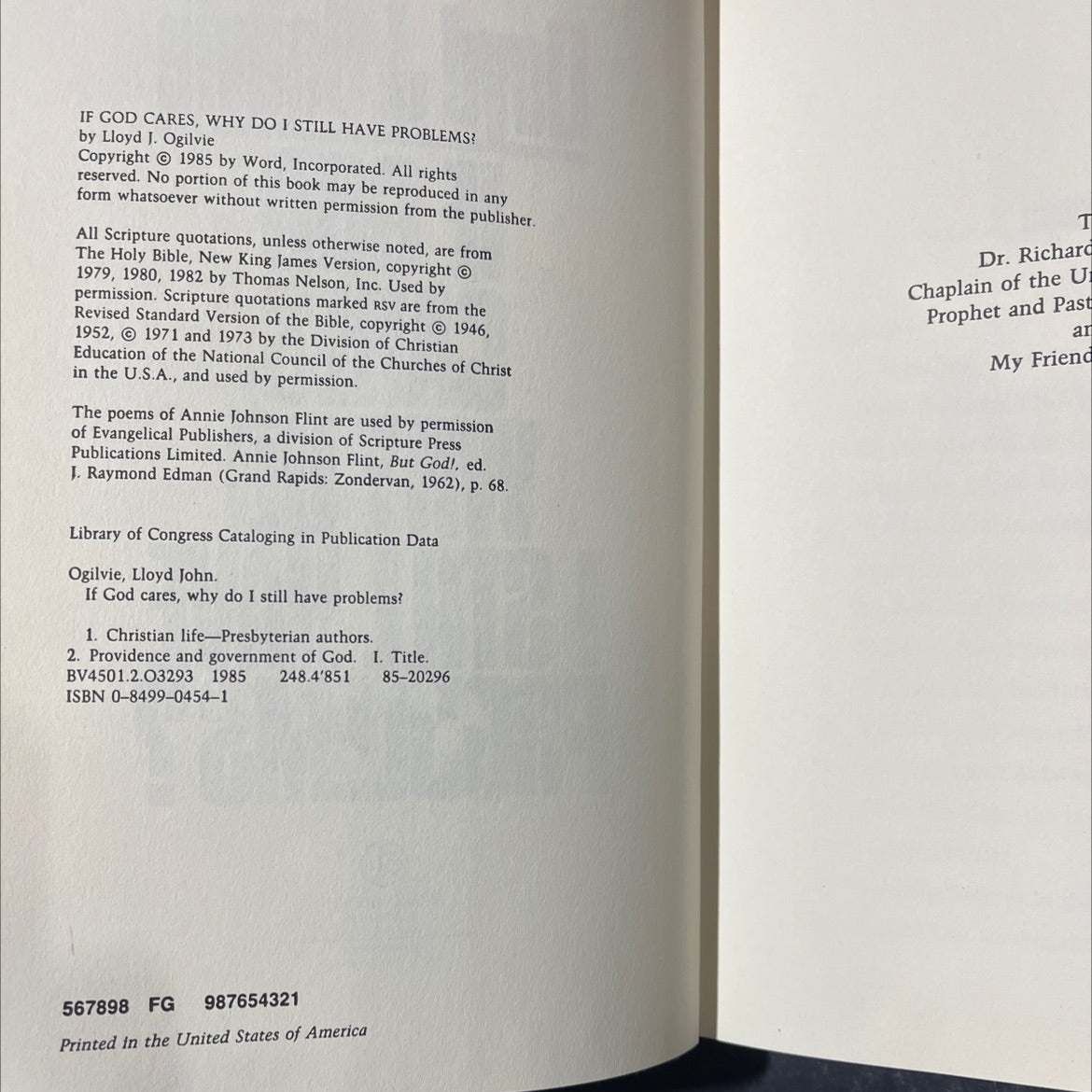 if god cares, why do i still have problems? book, by Lloyd J. Ogilvie, 1985 Hardcover image 3