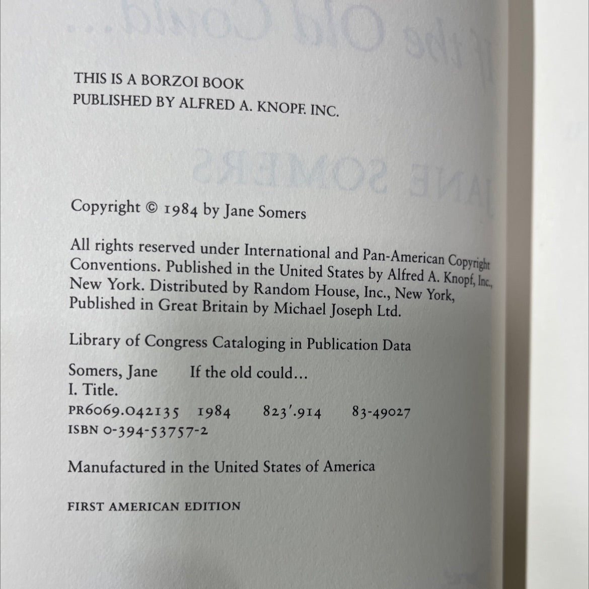 if the old could... book, by jane somers, 1984 Hardcover image 3