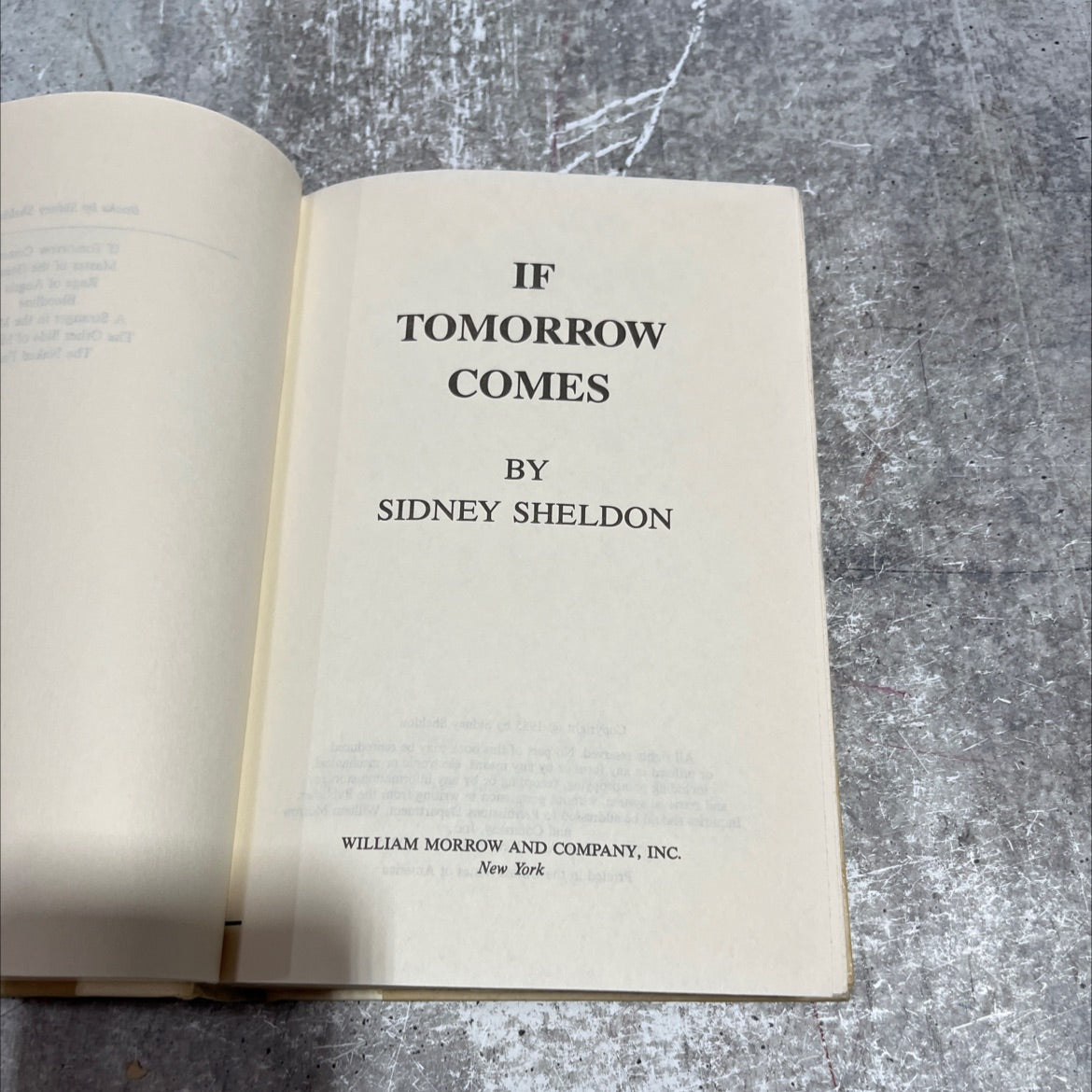 if tomorrow comes book, by sidney sheldon, 1985 Hardcover image 2