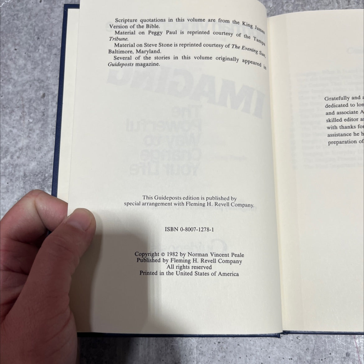 imaging the powerful way to change your life book, by norman vincent peale, 1982 Hardcover image 3