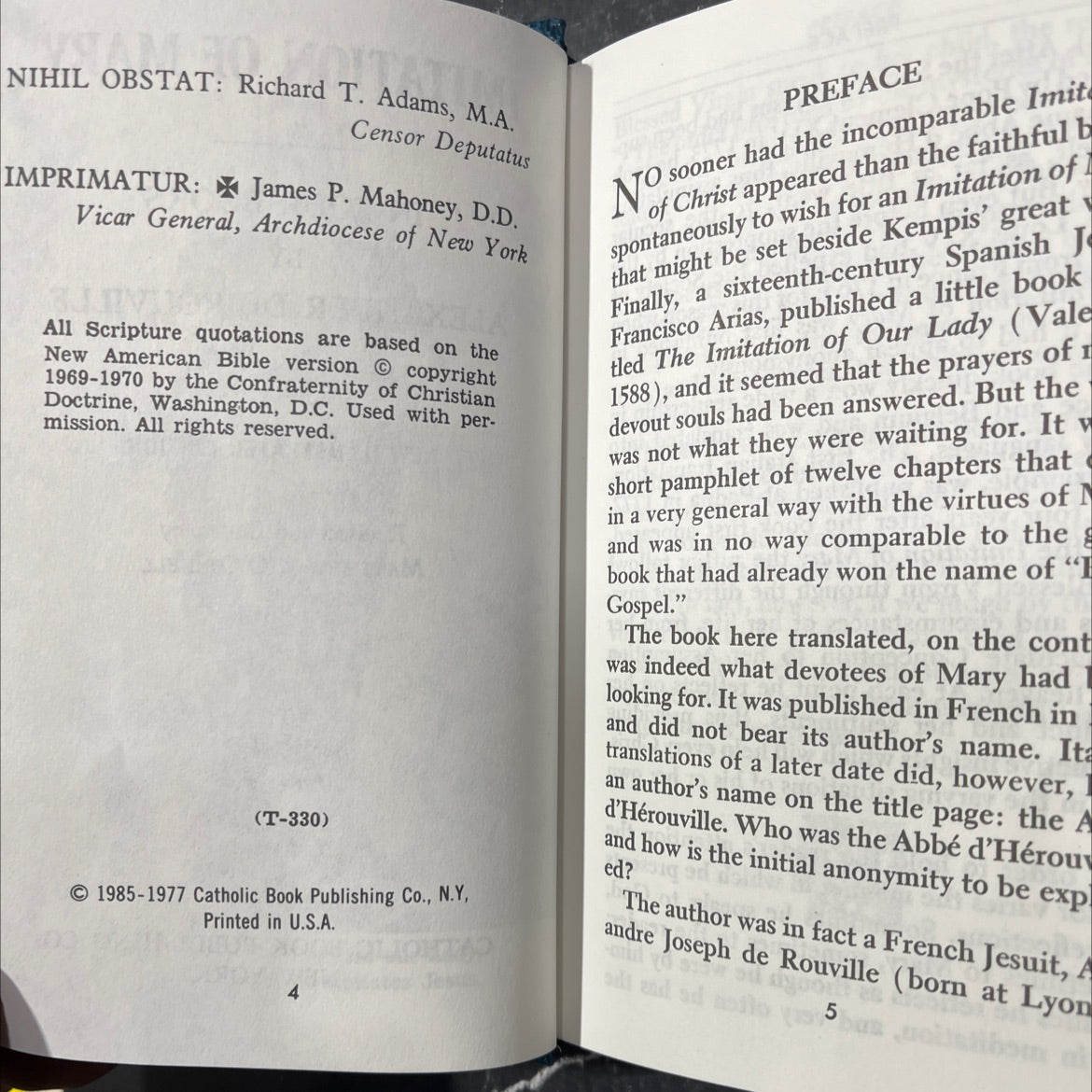 imitation of mary in four books book, by alexander de rouville, 1985 Hardcover image 3