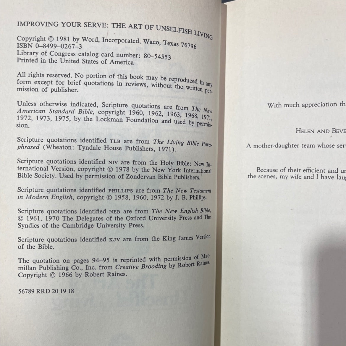 improving your serve the art of unselfish living book, by charles r. swindoll, 1981 Hardcover image 3