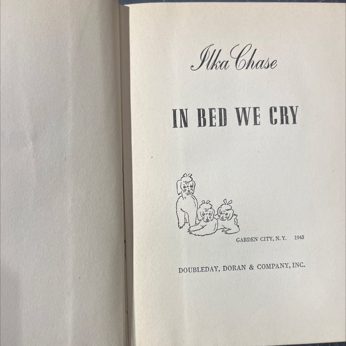 in bed we cry book, by ilka chase, 1943 Hardcover image 2