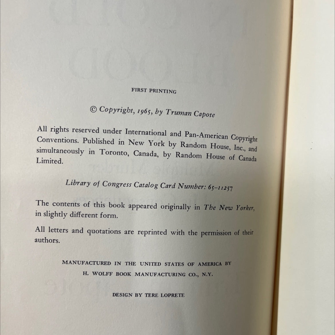 in cold blood book, by truman capote, 1965 Hardcover image 3