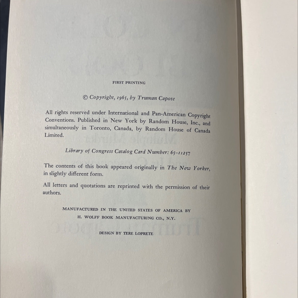 in cold blood book, by truman capote, 1965 Hardcover image 3