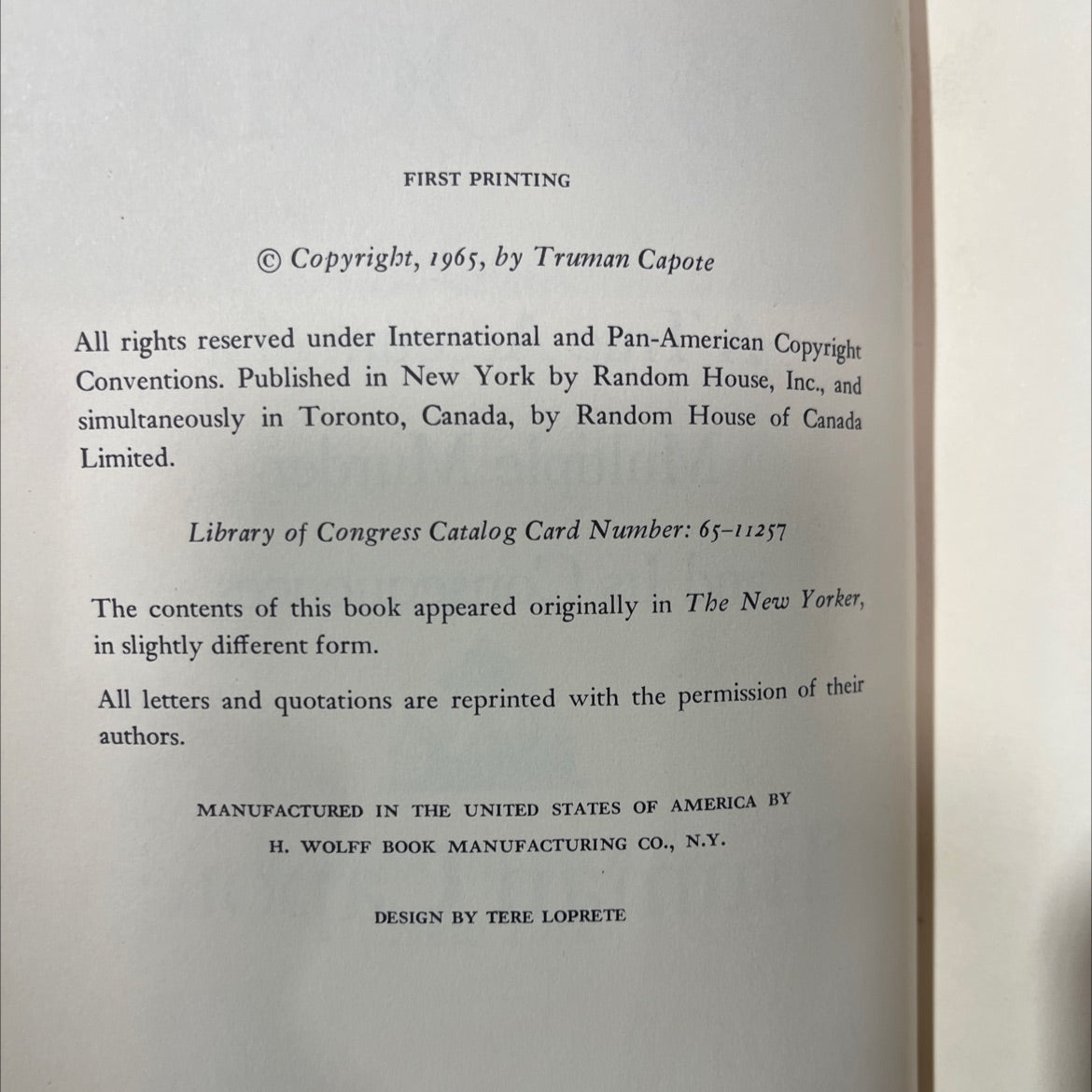 in cold blood book, by truman capote, 1965 Hardcover, First Edition, Vintage image 3