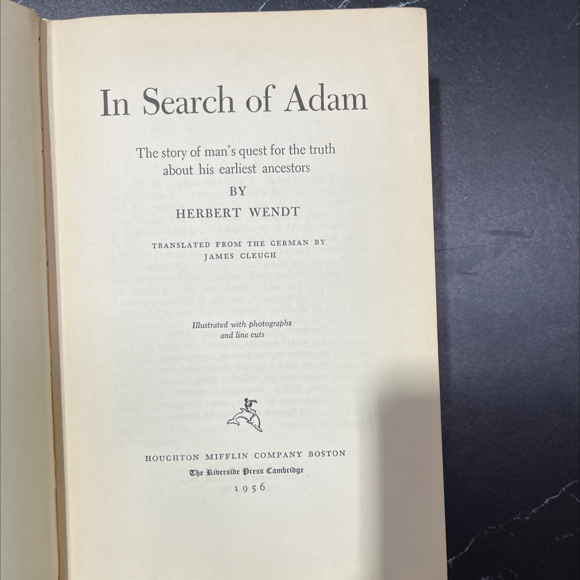 in search of adam book, by herbert wendt, 1956 Hardcover, Vintage image 2
