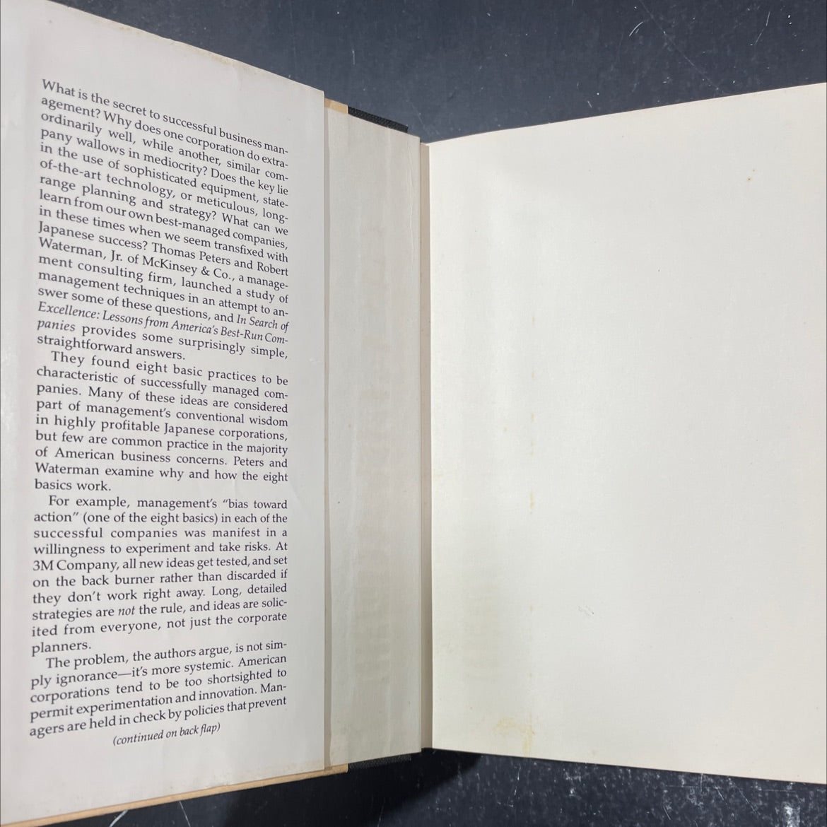 in search of excellence book, by Thomas J. Peters and Robert H. Waterman, Jr., 1982 Hardcover image 4