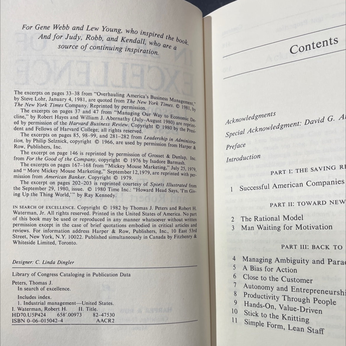 in search of excellence book, by Thomas J. Peters and Robert H. Waterman, Jr., 1982 Hardcover image 3